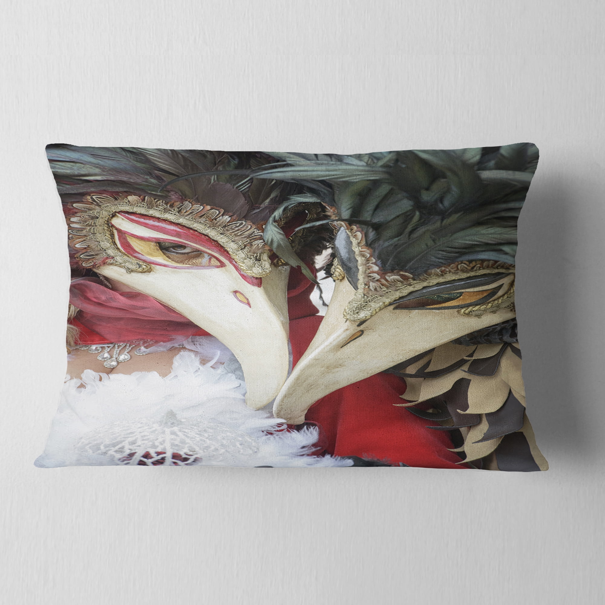 Designart Carnival in Venice in Italy - Floral Throw Pillow - 12x20