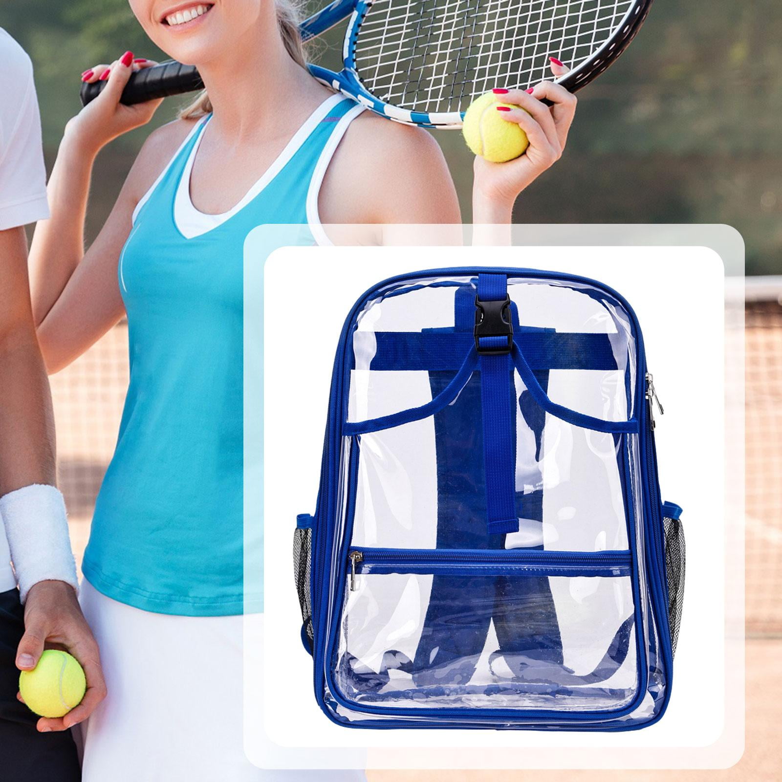 funtasica Tennis Backpack ,Racket Bags ,PVC, Lighweight Clear Large Capacity Unisex Gym Badminton Bag Tennis Rucksack for Men and Women Blue