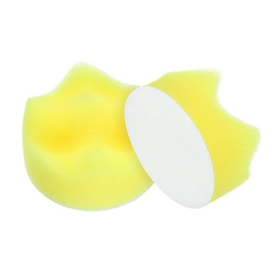 Uxcell 2pcs Buffing Sponge Pads 2" Polishing Wheel Waffle Finishing Grip Pad Car Buffer Polisher with Hook and Loop Back for Car Detailing Polishing Waxing, Yellow