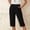 Black, variant on FengLS Women's Capri Pants Simple Solid Color Cotton Straight Leg Pants Elastic High Waist Fashion Short Pants Leisure Comfy Split Hem Shorts with Pockets