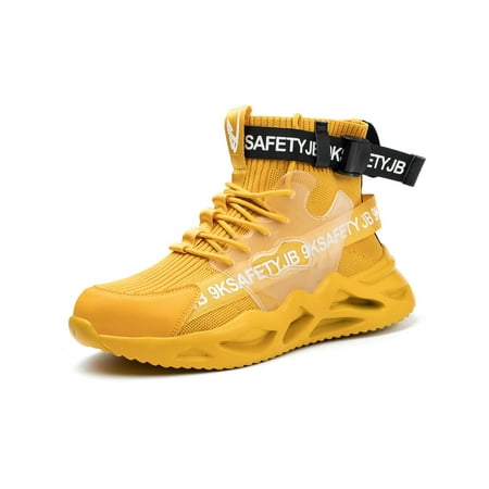 

Ferndule Mens Comfortable High Top Work Shoes Construction Anti-collision Puncture-proof Breathable Hiking Boot Yellow 11