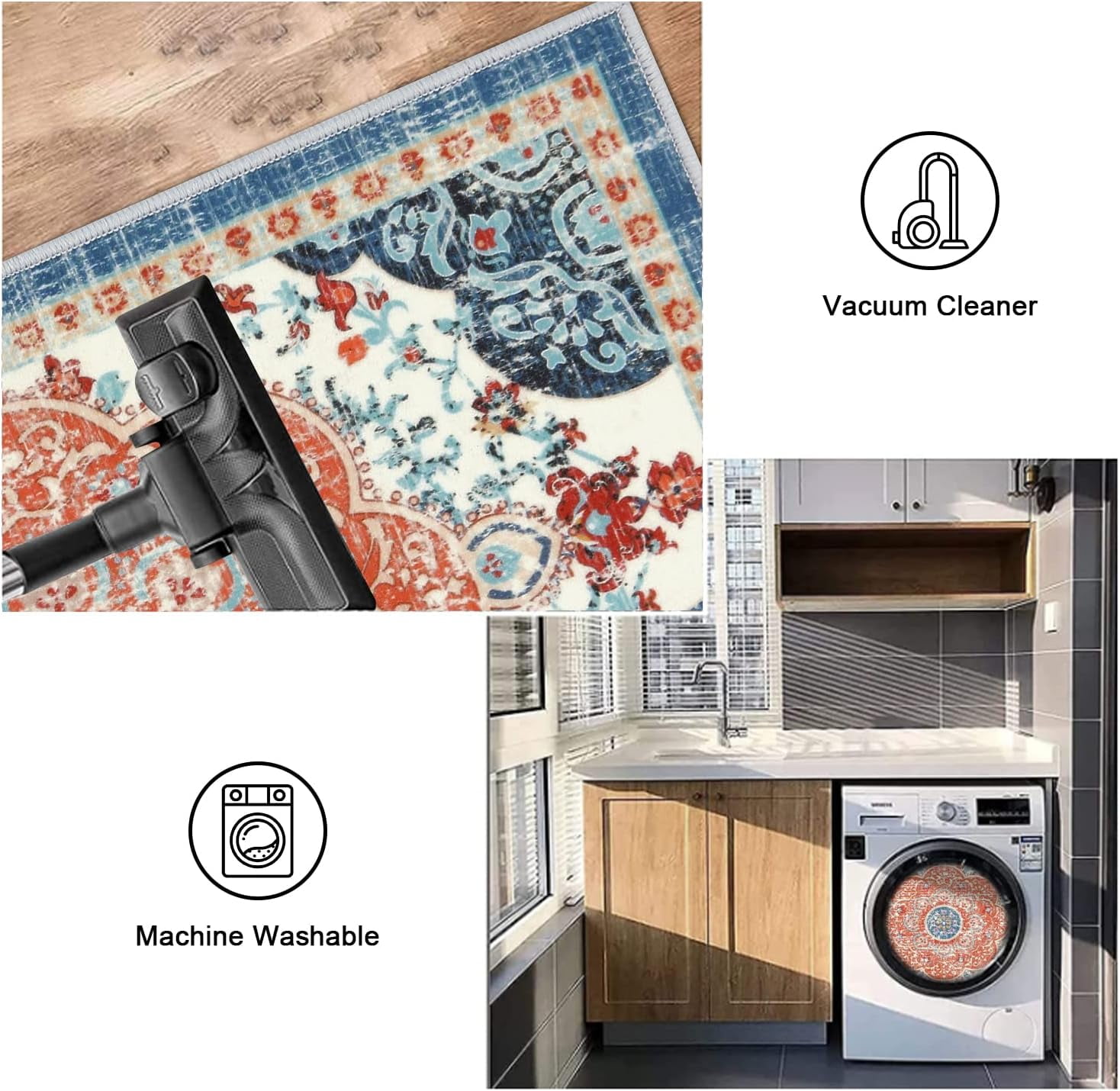 Boho Kitchen Rugs Sets 3 Piece with Runner Non Slip Kitchen Mats for Floor Washable Bohemian Runner Rug Kitchen Floor Mat Carpet for Hallway Laundry Room Door Office Sink