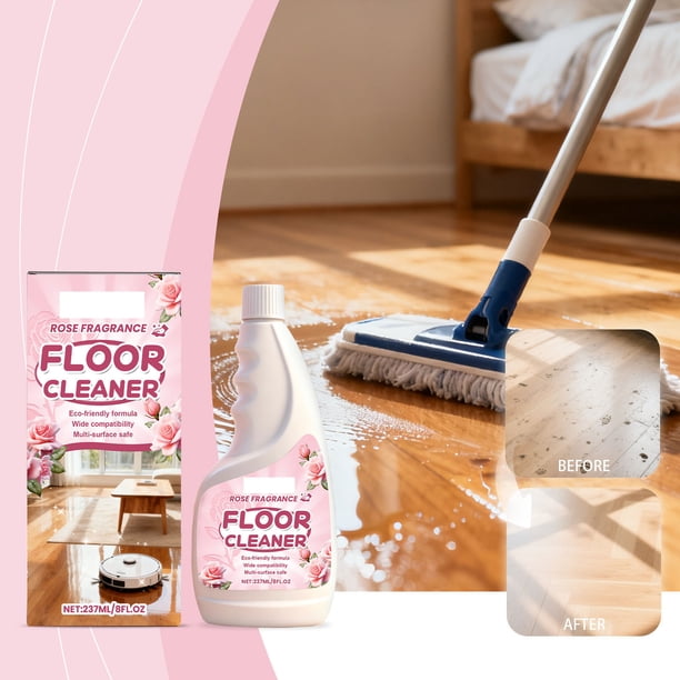 Limpiador concentrado multiusos para suelos con aroma a rosas | 237 ml | Para madera, baldosas y laminados | Elimina manchas, suciedad y olores | Restaura el brillo | Seguro para familias y mascotas