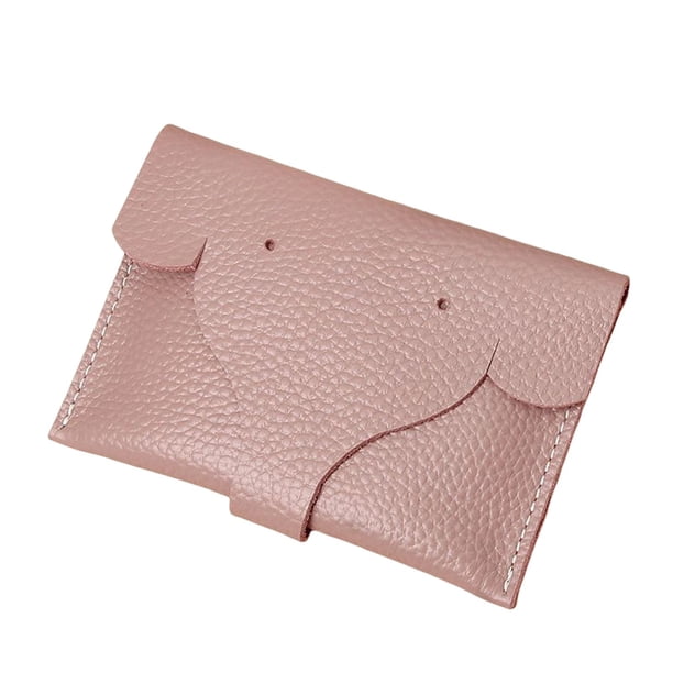 Cartera pequeña para mujer, tarjetero, funda de cuero PU para llave, bolso Rosado Yinane Cartera pequeña