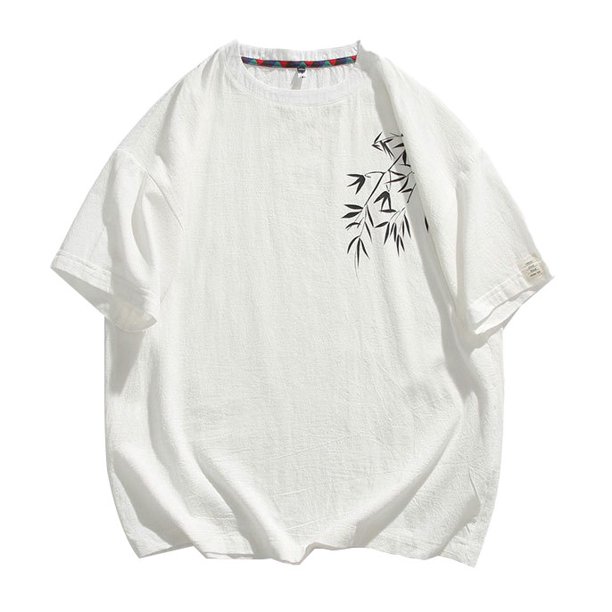 Top Suelto Impreso de los Hombres, Camiseta de Cuello Redondo de Algodón de Manga Corta para Ropa Casual Y de Vacaciones, Camiseta Transpirable, Blusa Ligera