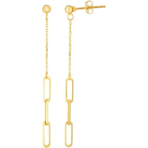 Floreo 14k Yellow Gold 52mm Cable Paperclip Chain Dangle Earrings