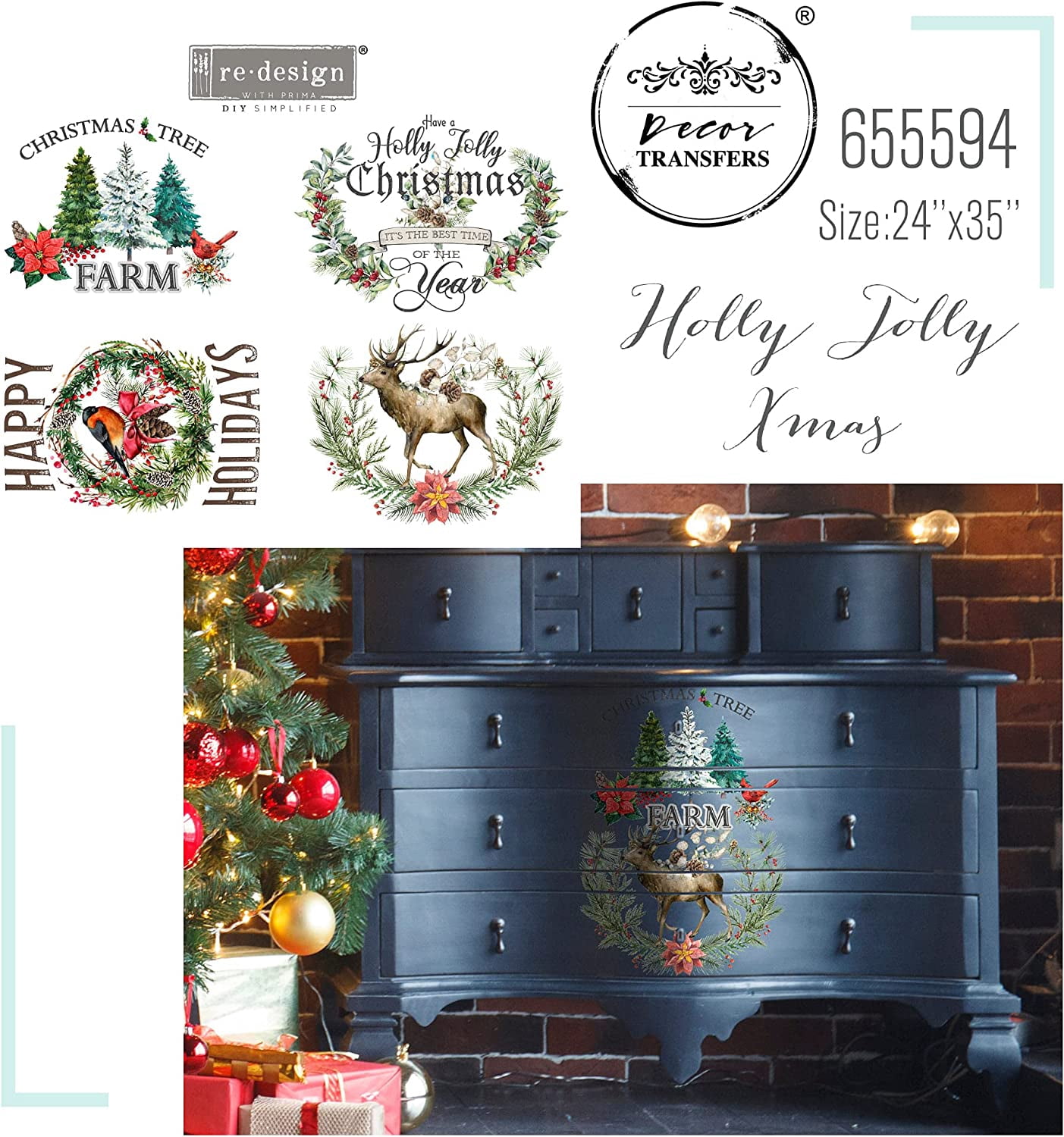 HOLLY JOLLY XMAS  Redesign with Prima Transfer