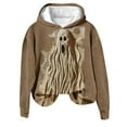 thumbnail image 3 of UPPADA Womens Funny Hoodies Ghost Face Print Graphic Hoodies Cute Funny Hooded Sweatshirt Vintage Pullover Tops Casual Long Sleeve Shirts Oversized Graphic Hoodies for Women Khaki,S, 3 of 6