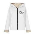 thumbnail image 5 of XPMWRP Women's Oversized Zip Quilted Solid Color Casual Hooded Fleece Jacket Unisex Fall Winter Warm Plush Lined Sherpa Long Sleeve Coat White XXL, 5 of 7