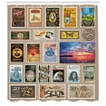 thumbnail image 3 of Ambesonne Vintage Shower Curtain, Traveler Tourist Stamps, 69"Wx84"L, Brown Yellow, 3 of 3