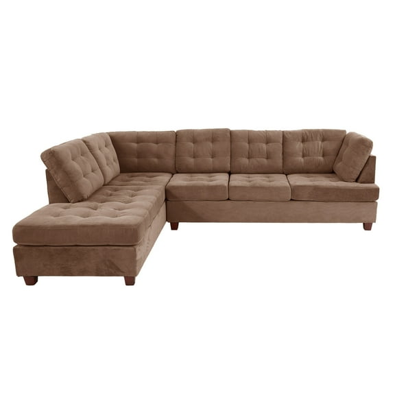 Coastal Cottage Sectional Sofa, 2 Piece Reversible Suede Couch, Modern Living Room Furniture