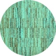 thumbnail image 1 of Ahgly Company Machine Washable Indoor Round Abstract Turquoise Blue Contemporary Area Rugs, 3' Round, 1 of 4