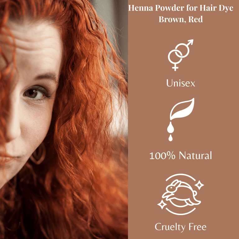 Henna Cosmetics Pure Henna Powder Hair Color, Brown/Red, 200g