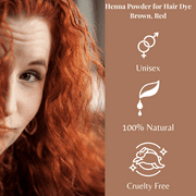 Henna Cosmetics Pure Henna Powder Hair Color, Brown/Red, 200g (7.05 oz)