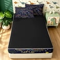 thumbnail image 4 of meiyoeat Galaxy Dino Zipper Full Size Comforter Sets with Fitted Sheet and 2 Pillowcases for Boys, Neon Line Space Skeleton Zipper Bedding Set, Dark Navy, Black Reversible, 4 Pieces, 4 of 7