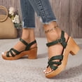 thumbnail image 6 of Bkhluea Women Braided Strap Block Heel Sandals Comfortable Footwear For Party Daily Casual Outdoor Activities, 6 of 7