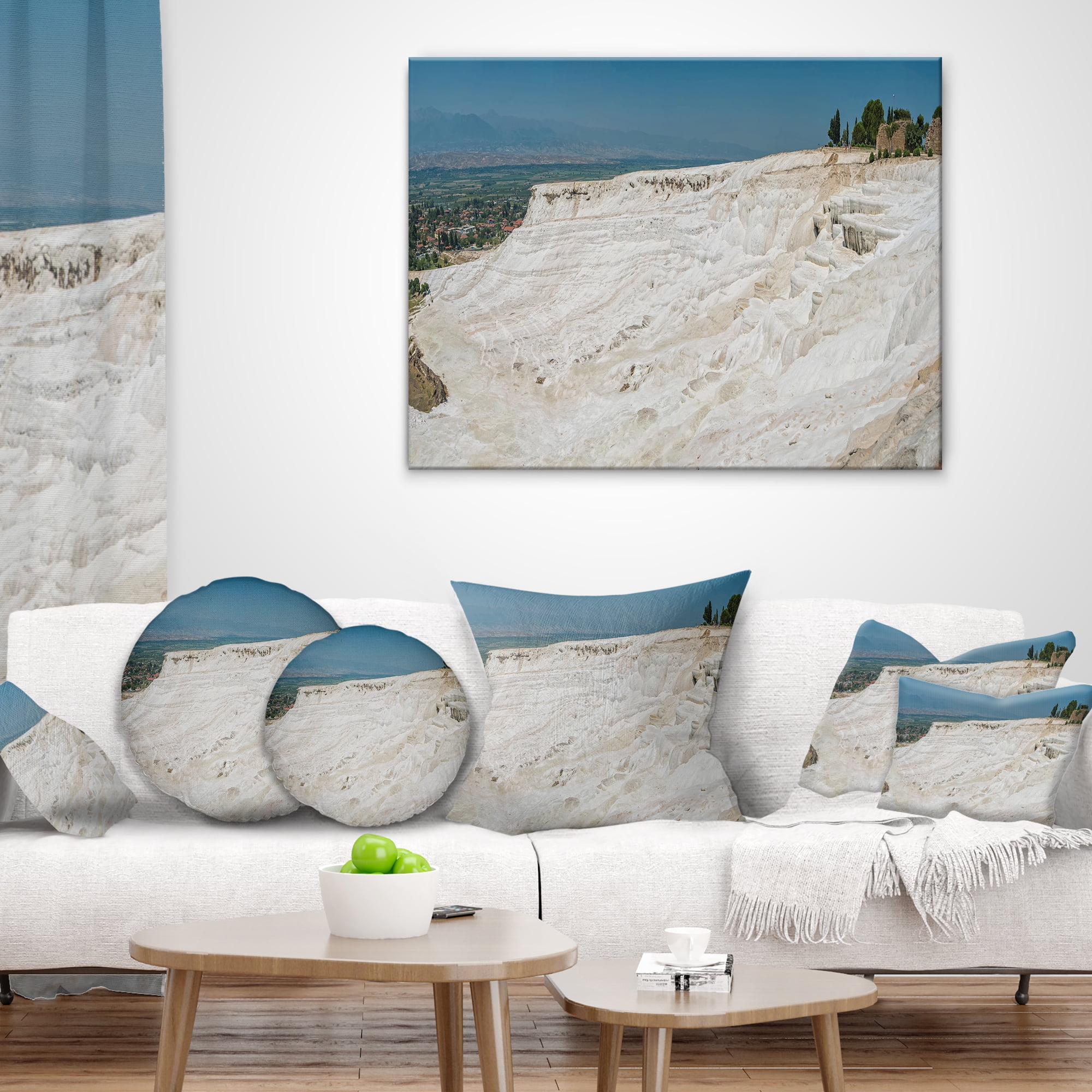 Designart 12" x 20" Blue Polyester Throw Pillow