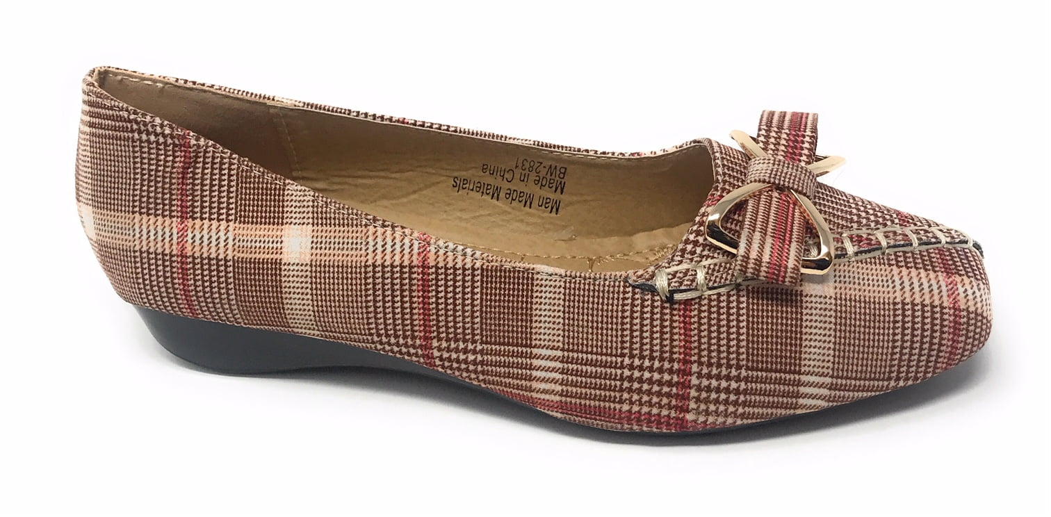 Victoria K Women's Bow Plaid Wedge Shoes