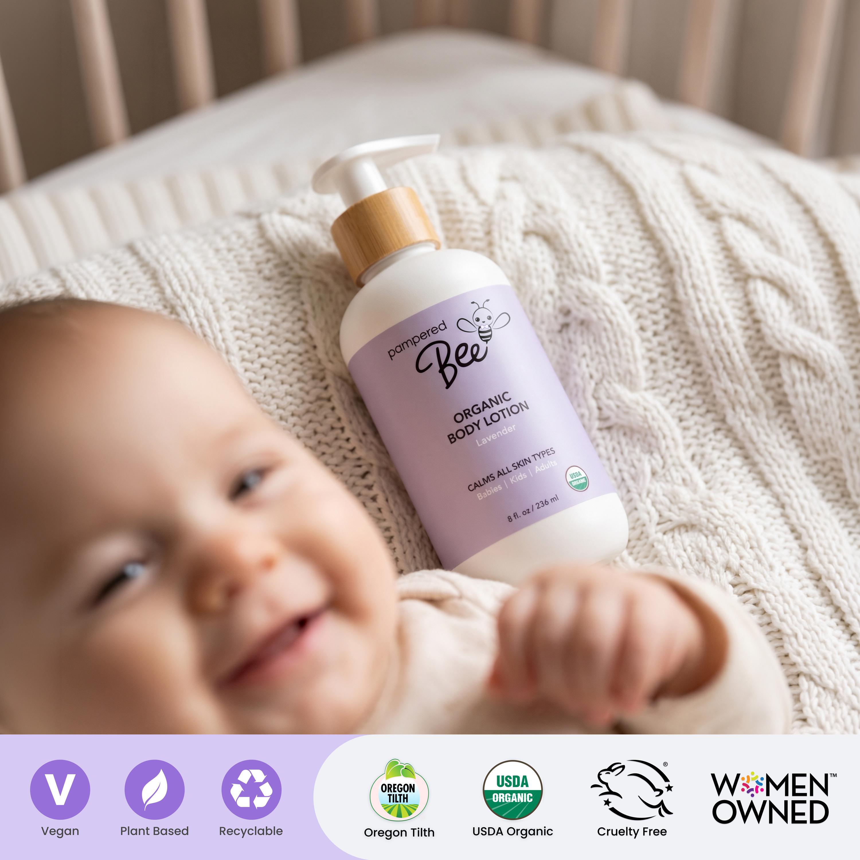 Pampered Bee Lavender Moisturizing Baby Lotion, 8 fl oz photo 5