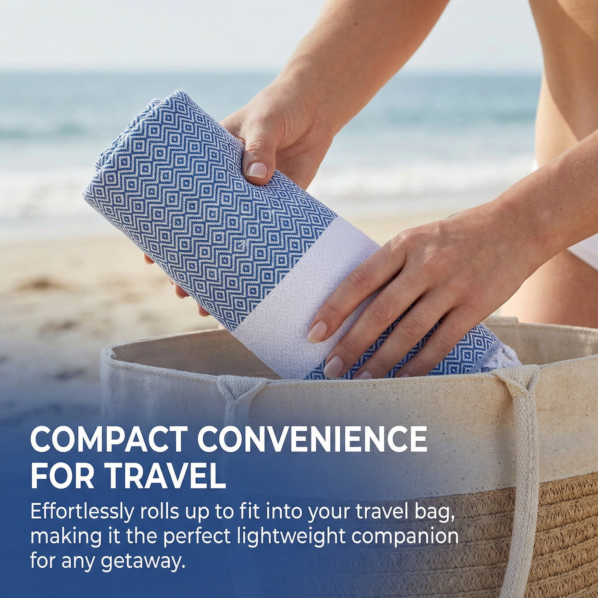 Unique Bargains Geometric Sandproof Turkish Towel 2 Pack Blue/Orange 71"x40"