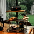 thumbnail image 4 of keepw Outdoor Camping Rack - Portable And Sturdy Three-tier Foldable Picnic Camping Barbecue Folding Table Wood surface three layers, 4 of 6