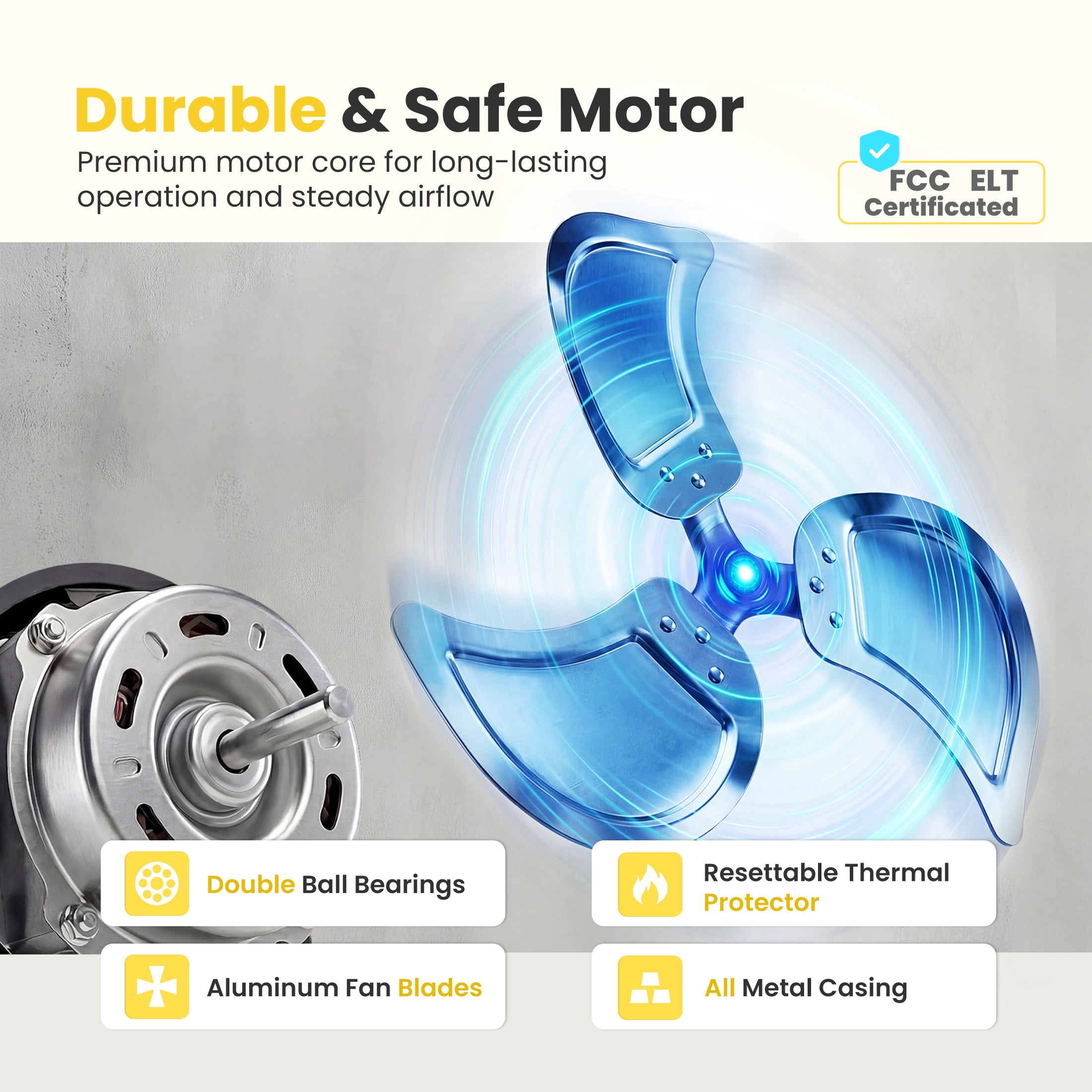 EDX 18" Industrial Wall Mount Fan, 3 Speed High Velocity Metal Fan, 2600CFM, Oscillating, Aluminum Blades, Quiet 65dB, Heavy Duty Wall Fan for Garage, Workshop, Patio, Warehouse