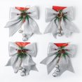 thumbnail image 1 of 4pcs Christmas Decorative Bow Christmas Tree Glitter Bow Xmas Bows Ornament with Pinecone Red Bows for Wreath Garland Treetopper Christmas Party Gifts Home Indoor Decor 9.8 x 11.8in, 1 of 9