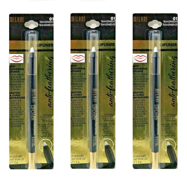 Pack of 3 Milani AntiFeathering Lipliner, Transparent (01)
