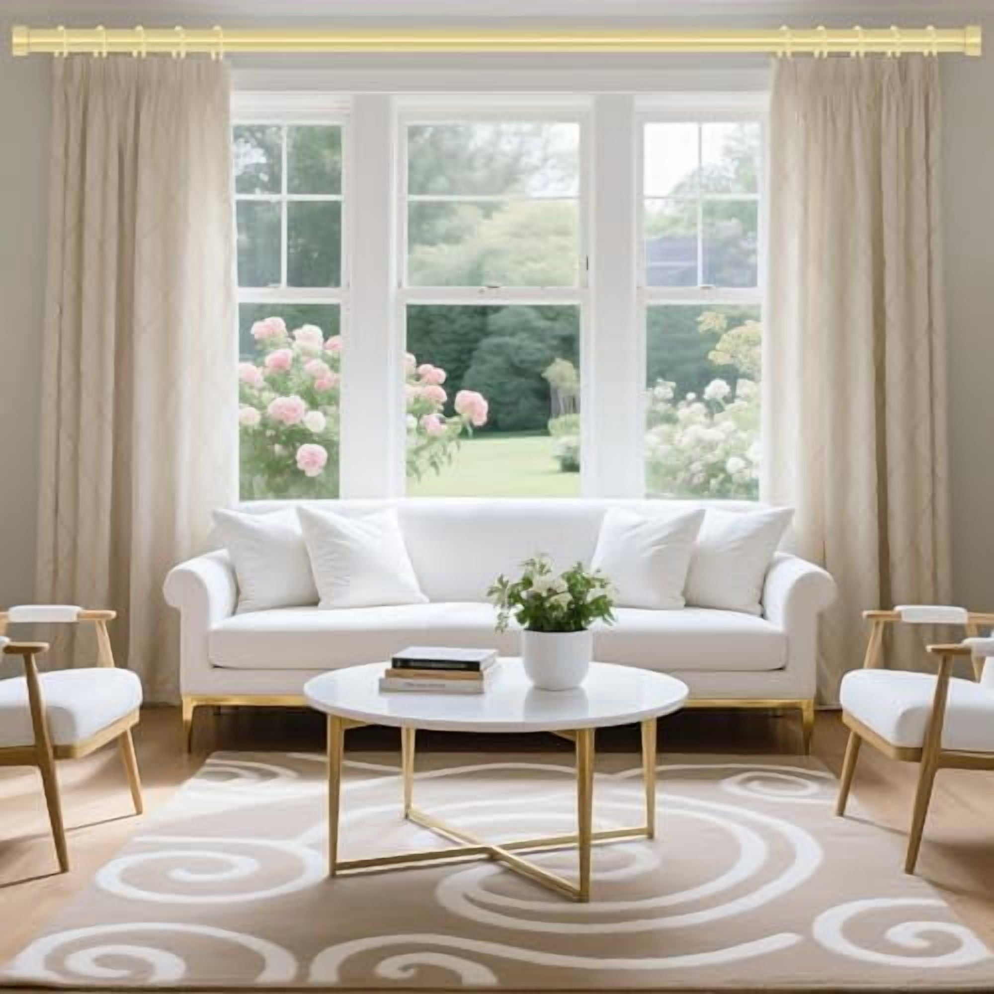 2 Pack Gold Curtain Rods for Windows 28 to 48 Inch(1.5-5 Feet),1" Diameter Drapery Rods with Modern Style End Cap Finials,Size:30''-60''