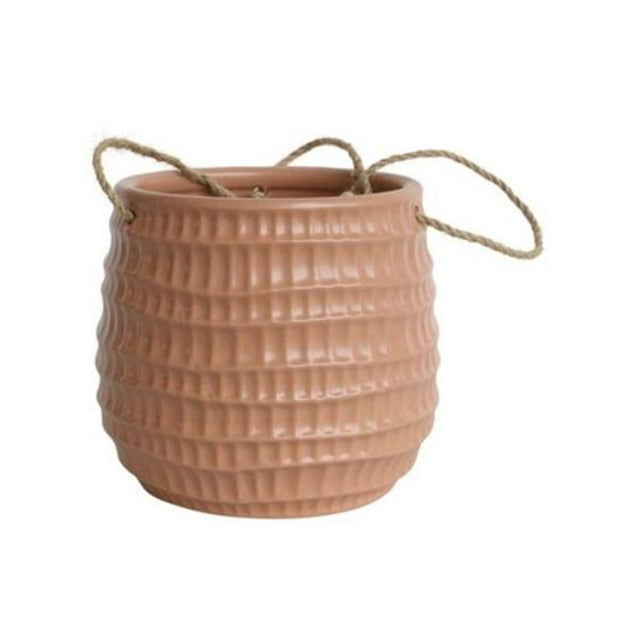 Sagebrook Home 14801-11 6 in. Rose Ceramic Dimpled Hanging Planter, Pink
