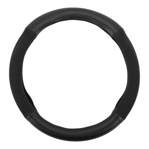 Cubierta de volante de PU de Unique Bargains, protector de volante de coche de ABS de 14.96" con patrón de fibra de carbono negro, 1 pieza