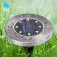 thumbnail image 4 of Paquete de 8 luces solares de disco, 8 luces LED solares para suelo, para exteriores, de acero inoxidable, impermeables, para pasarelas, caminos, césped, patios y jardines, 4 of 8