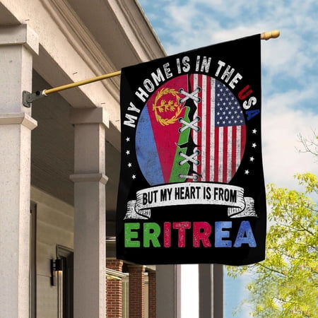Flag-Made in America with Eritrean Parts Eritrea U.S.A Friendship American Flag Patriotic Garden Flag, Double-Sided Decorative Outdoor Flag, Patriotic Polyester Yard Flag 12 x 18 in