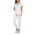thumbnail image 2 of Scrubs Sets for Women 2 Piece 2026 Spring Summer V-Neck Scrub Top & Jogger Pant Stretch Nursing Scrubs Set Quick Dry Medical Working Uniforms with Multi Pocket for Nurse Esthetician White 2XL, 2 of 5