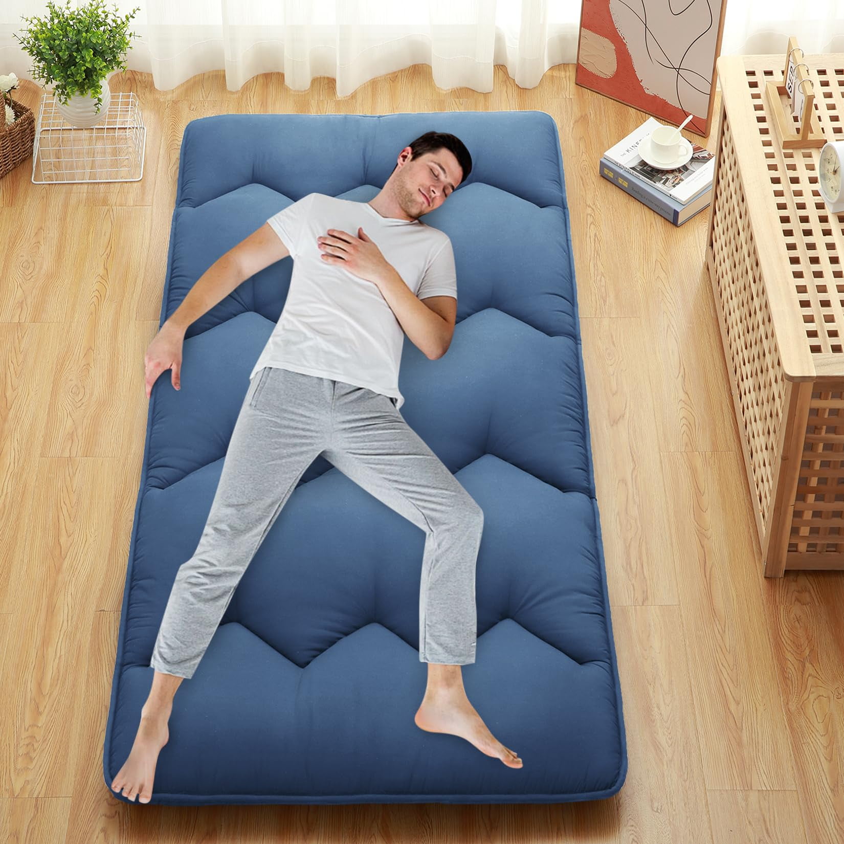 Japanese Floor Mattress - Futon Mattress Roll Up, Tatami Mat, Camping Mattress, and Couch Mattress Pad
