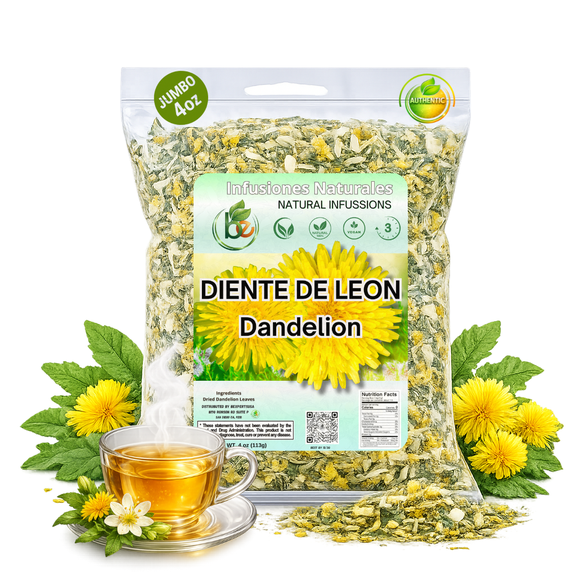 Diente de Leon Te hoja seca (Dandelion Tea)– 4 oz Loose Leaf, Herbal Tea – 100% Natural, Vegan, Non-GMO, Caffeine-Free – Supports Wellness & Detox