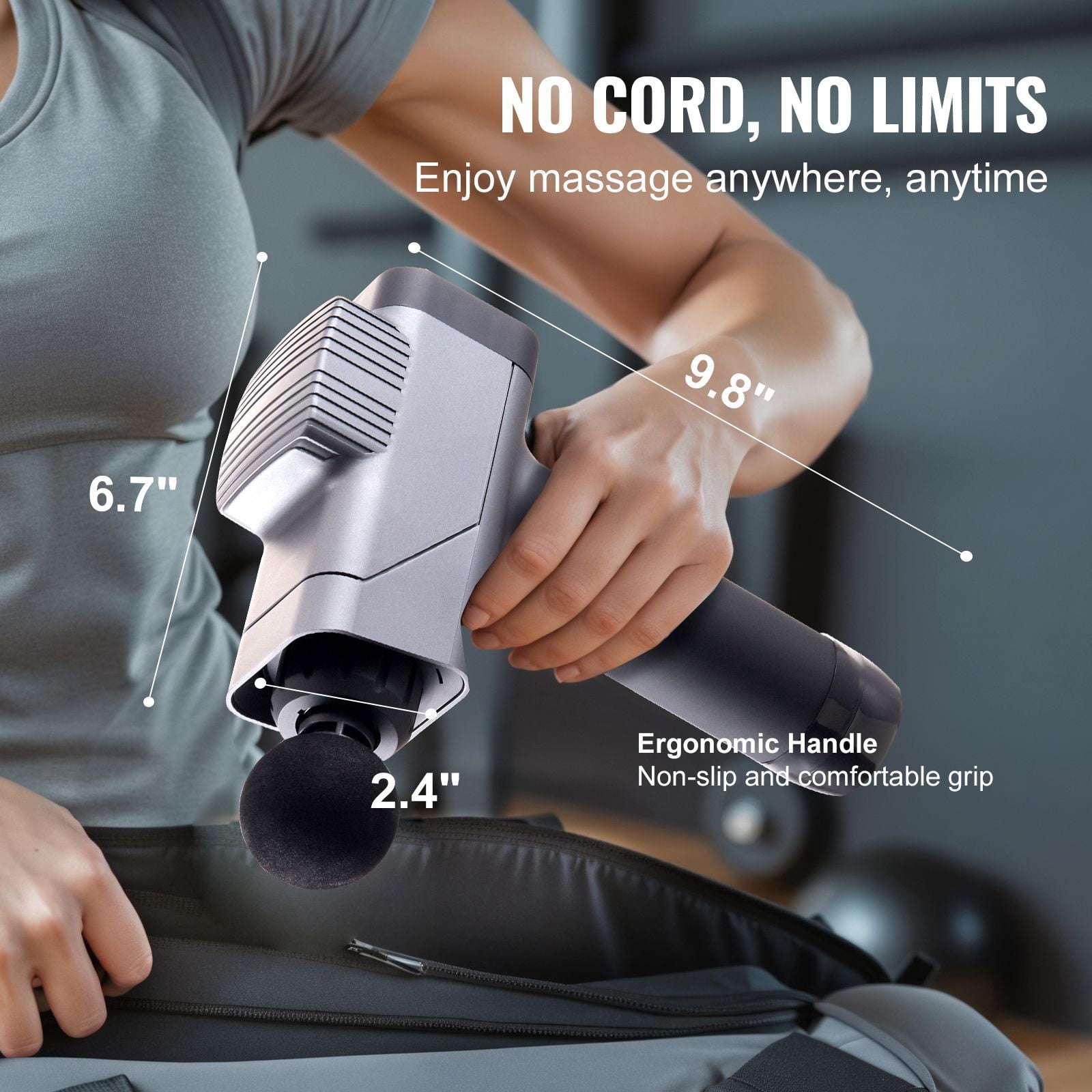 Massage Gun Deep Tissue Brushless Motor 8 Speeds 6 Heads 2500mAh 10mm Amplitude for Post-Workout Recovery
