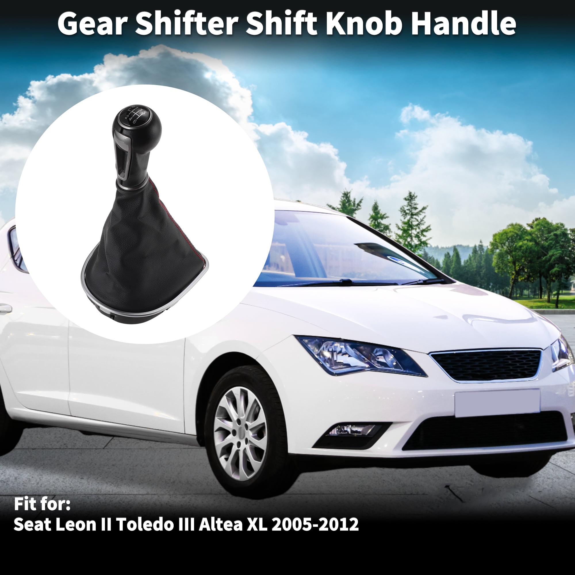 Unique Bargains Manual Transmission Gear Shift Knob Handle for Seat Leon II Toledo III Altea XL Shift Gear Lever Knob Gearstick Gaiter Boot Cover Plastic Leather