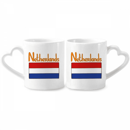 

Netherlands National Flag Pattern Couple Porcelain Mug Set Cerac Lover Cup Heart Handle