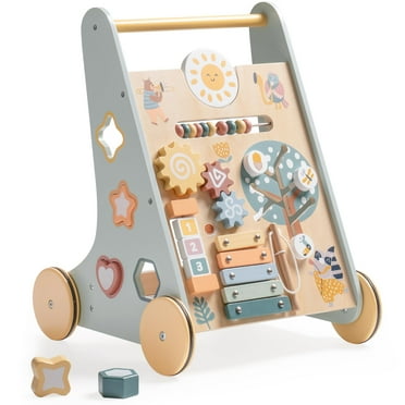 Robud Wooden Baby Walker, with Wheels, Montessori Push Toys for Babies Learning to Walk, Baby Walkers Activity Center for Boys and Girls