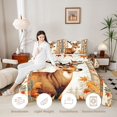 thumbnail image 3 of Castle Fairy Vintage Deer Twin Comforter Sets 2pcs for Teens,Autumn Maple Foliage Bedding Set,Brown Orange Cream,Black Reversible,1 Comforter and 1 Pillowcase, 3 of 6