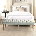 thumbnail image 2 of HomePop Layla Traditional Wood and Fabric Tufted Bench in Gray Finish, 2 of 6