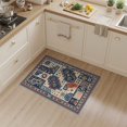 thumbnail image 2 of ODIKA 3'x5' Beige Blue Orange Geometric Mosaic Pattern Washable Throw Rug Intricate Abstract Design with Bold Shapes for Entryway, Kitchen, Mudroom, Stain Resistant, Low Profile, Non-Slip, 2 of 7