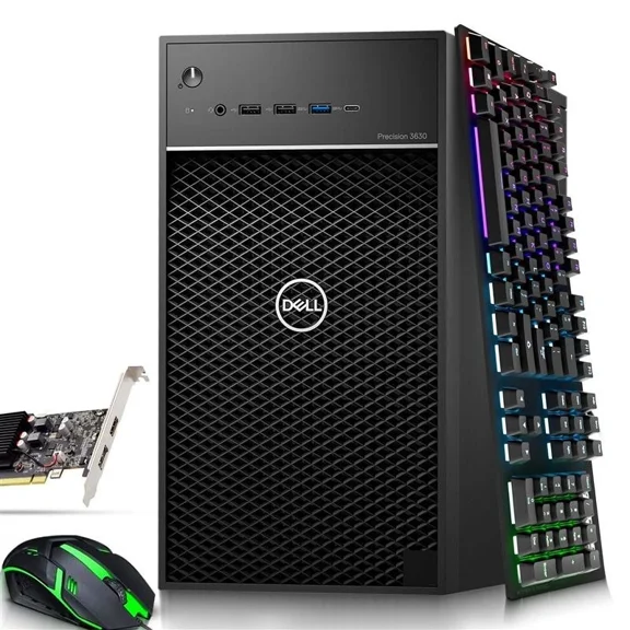 Restored Dell 3630 I5-8th Gen Tower PC | Intel Core i5-8500 Processor | 16GB DDR4 RAM | 256GB SSD + 1TB HDD| NVIDIA GT 1030 |Built in Wifi | RGB Keyboard & Mouse | Windows 11 Pro (Refurbished)