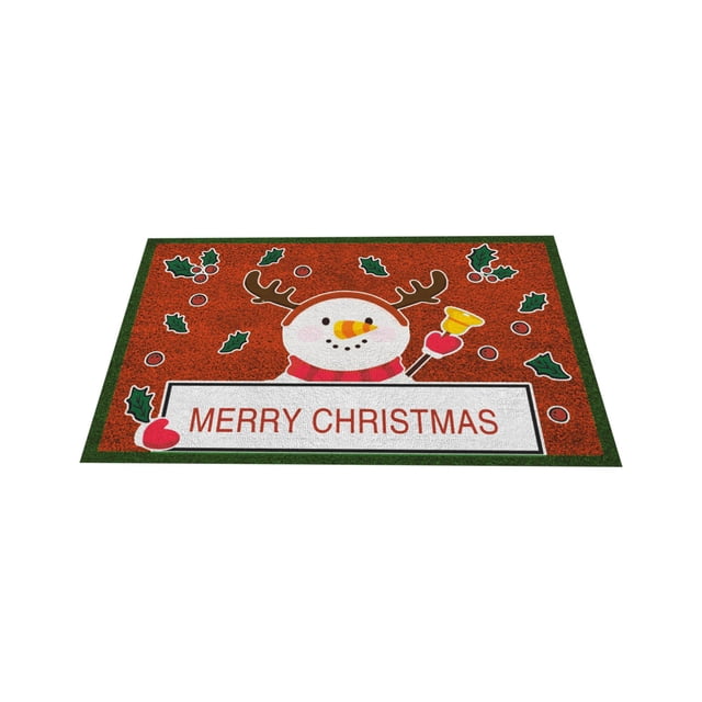 Tapis de Porte Rouges de Noël pour Entrée Extérieure, Tapis de Porte d'Entrée de Noël pour l'Intérieur, Tapis Brossé pour Vestibule de Porte d'Entrée, Tapis d'Entrée de Noël Anti-Saleté, Pas de Lavage, la Saleté Peut Être Coupée, Tapis Antidérapant