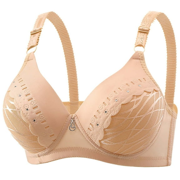Audhol Plus Size Bralettes for Women High Support Bras for Women Adjustable Strap Full Coverage Up Bras Comfortable No Underwire Wireless Bras Everyday Bras for Women Beige 36