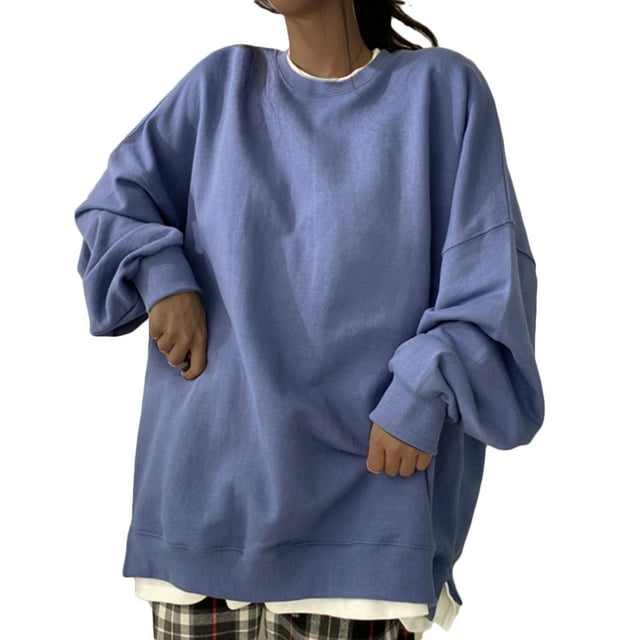 ZKCCNUK Hauts Grande Taille pour Femmes Col Rond Chandail T-Shirt de Sport Base Manches Longues, Tailles M-2TG