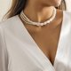 thumbnail image 3 of Collar de perlas color crema y blanco sintético, collar de varias capas, 3 of 5