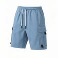 thumbnail image 6 of Viadha Workout Shorts for Men 5 Inch Gym Running Shorts Solid Color Elastic Waist Casual Cargo Shorts with Pockets, 6 of 9