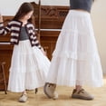 thumbnail image 6 of ITSAME Long Skirt for Girls, High Waist Comfortable Fit Tiered Ruffled Lightweight Trendy Leisure Skirt White 12-13T, 6 of 9